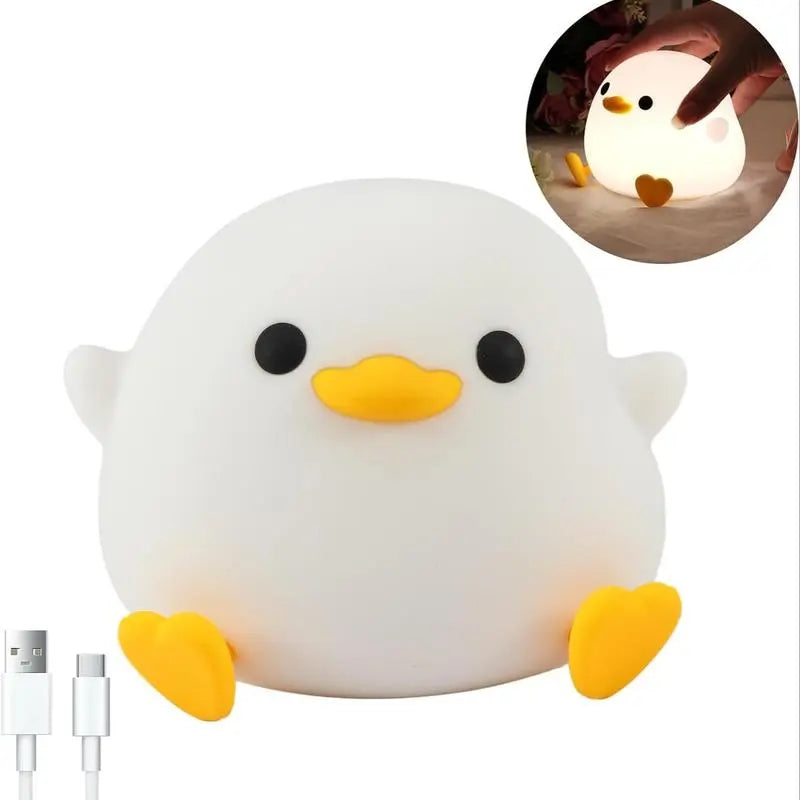 Premium Duck Silicone LED Night Light | Rechargeable Bedside Touch Lamp