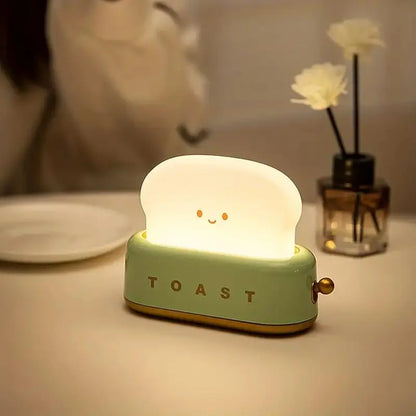 Cute Toast LED Night Light | Dimmable Rechargeable Desk Lamp