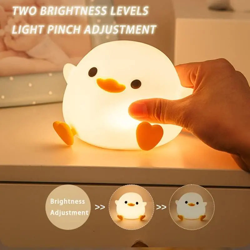 Premium Duck Silicone LED Night Light | Rechargeable Bedside Touch Lamp