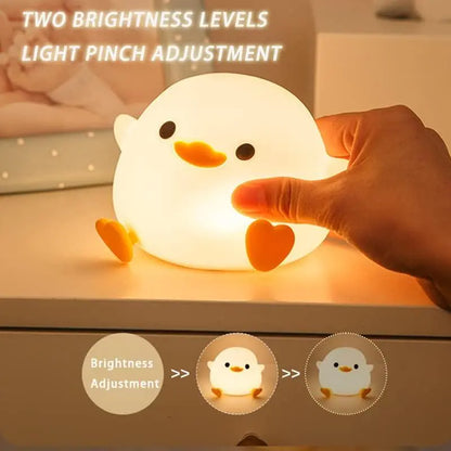 Premium Duck Silicone LED Night Light | Rechargeable Bedside Touch Lamp