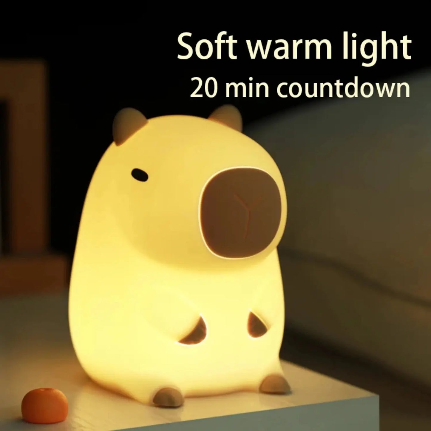 Cute Capybara Silicone LED Night Light | Dimmable Rechargeable Touch Lamp