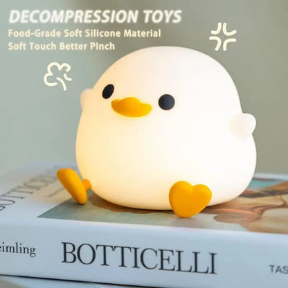 Premium Duck Silicone LED Night Light | Rechargeable Bedside Touch Lamp