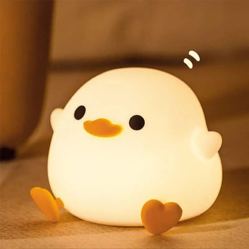 Premium Duck Silicone LED Night Light | Rechargeable Bedside Touch Lamp