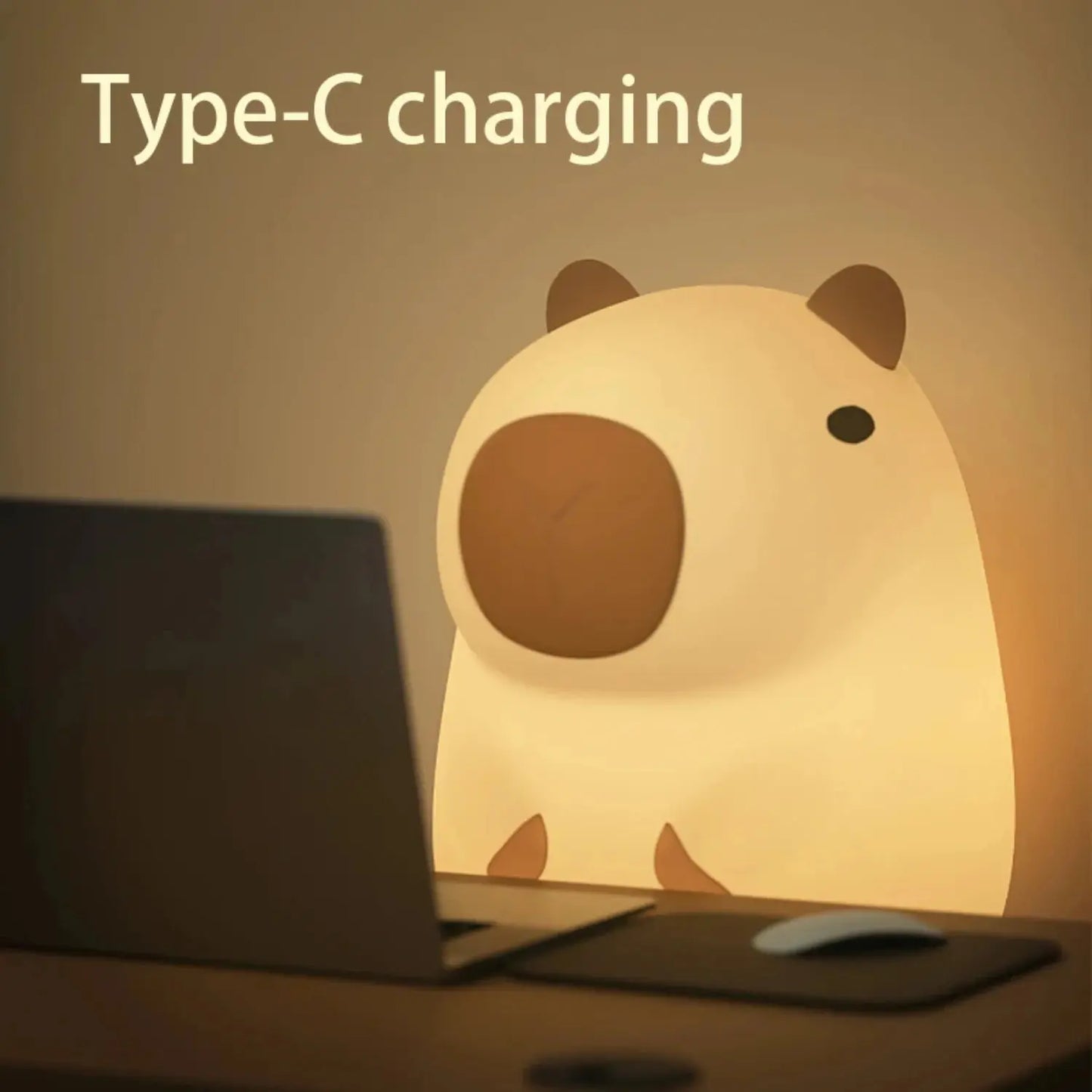 Cute Capybara Silicone LED Night Light | Dimmable Rechargeable Touch Lamp