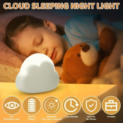 Cute Cloud LED Night Light | Dimmable Portable USB Rechargeable Nursery Lamp