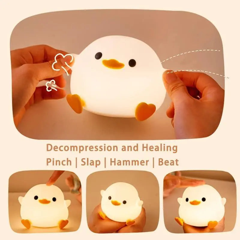 Premium Duck Silicone LED Night Light | Rechargeable Bedside Touch Lamp