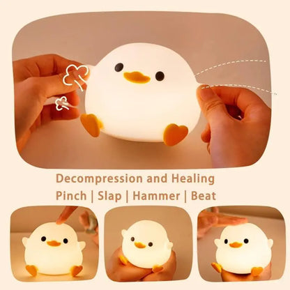 Premium Duck Silicone LED Night Light | Rechargeable Bedside Touch Lamp