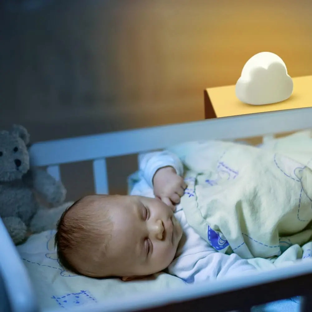 Cute Cloud LED Night Light | Dimmable Portable USB Rechargeable Nursery Lamp