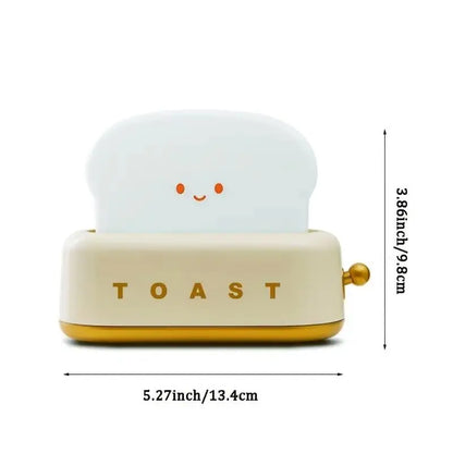 Cute Toast LED Night Light | Dimmable Rechargeable Desk Lamp