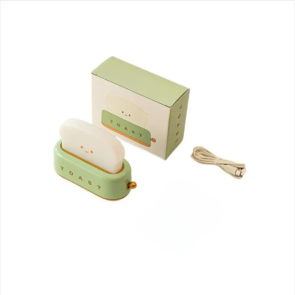 Cute Toast LED Night Light | Dimmable Rechargeable Desk Lamp