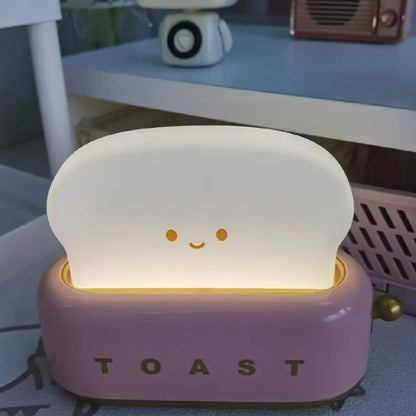 Cute Toast LED Night Light | Dimmable Rechargeable Desk Lamp