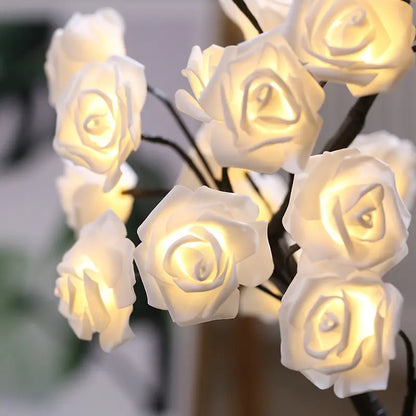 Nordic Rose Flower LED Tree Lamp | 24-LED USB Tabletop Night Light
