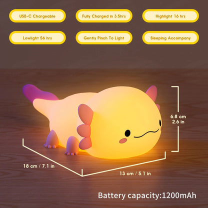 Axolotl-Themed USB-Powered Silicone Night Light, 1 Count - Decorative Illumination for Home, Bedroom, Living Room, and Office