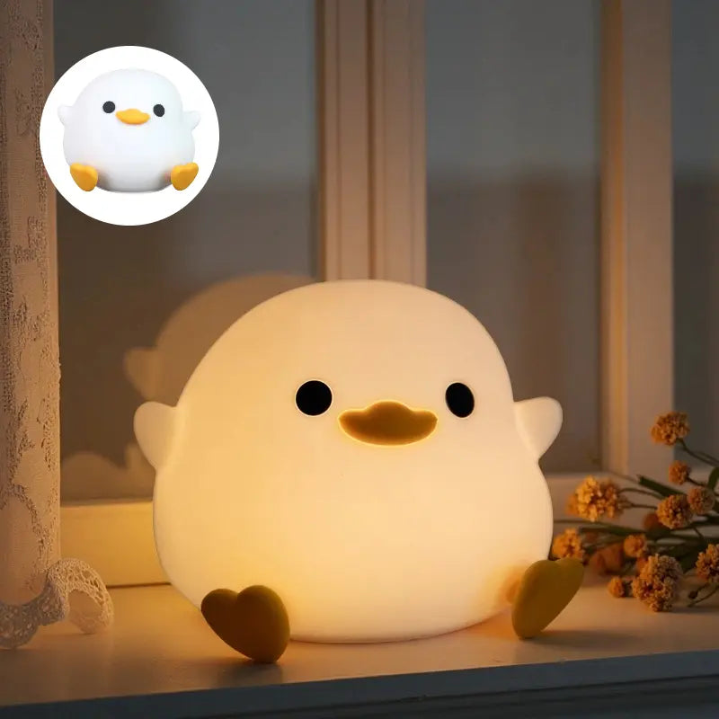 Premium Duck Silicone LED Night Light | Rechargeable Bedside Touch Lamp