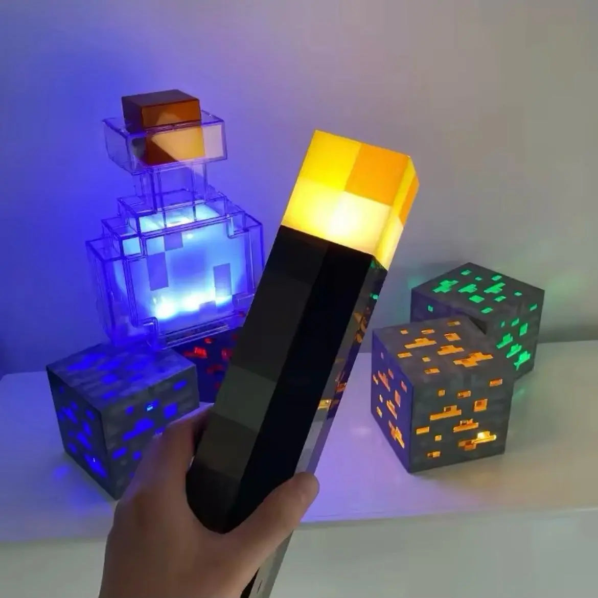 Minecraft Brownstone Torch LED Lamp | USB Rechargeable Wall Light