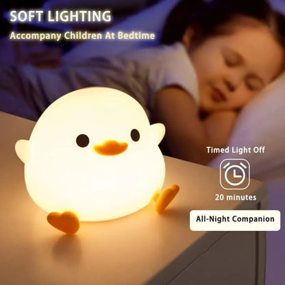 Premium Duck Silicone LED Night Light | Rechargeable Bedside Touch Lamp
