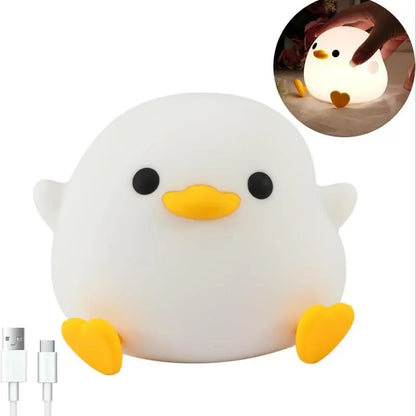 Premium Duck Silicone LED Night Light | Rechargeable Bedside Touch Lamp