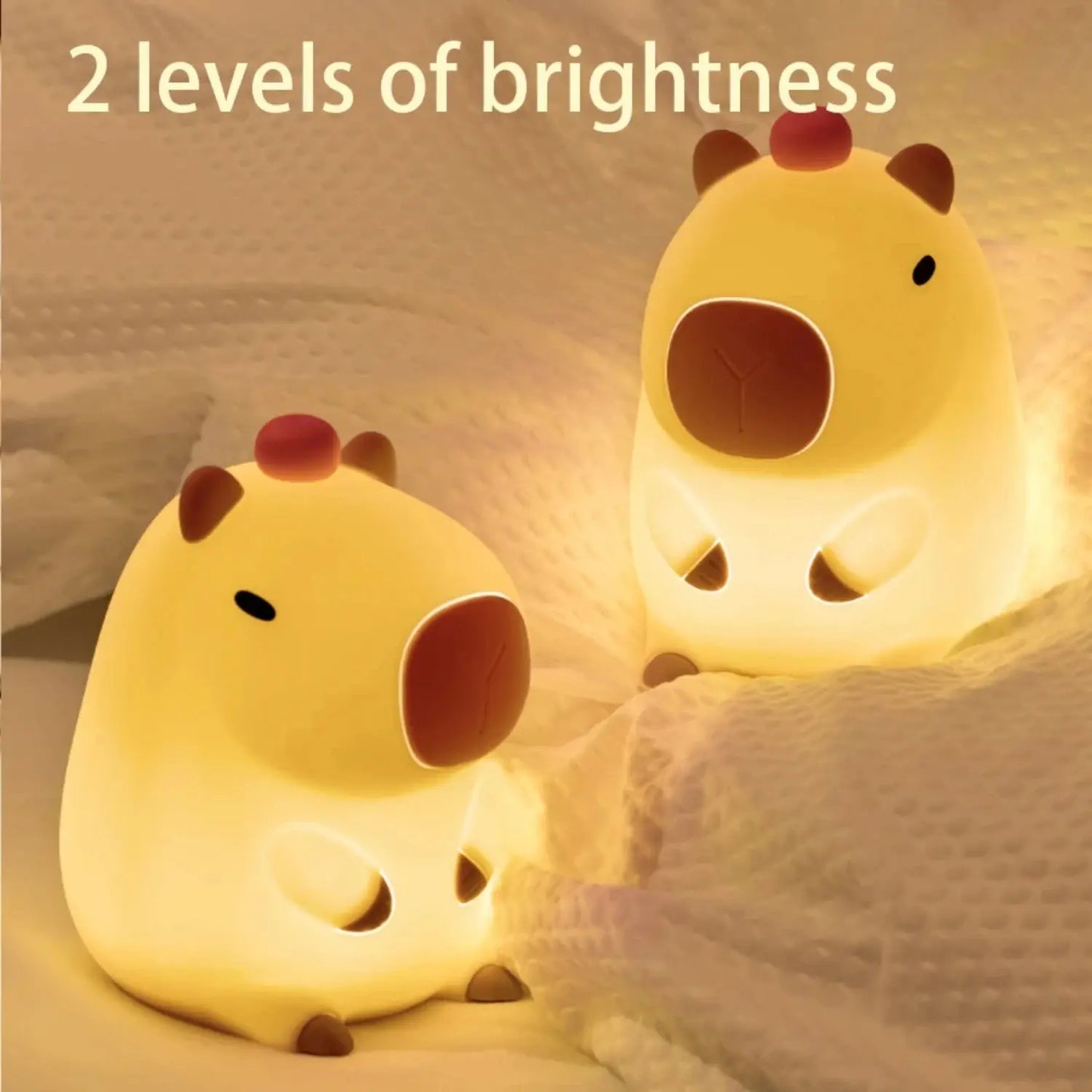Cute Capybara Silicone LED Night Light | Dimmable Rechargeable Touch Lamp