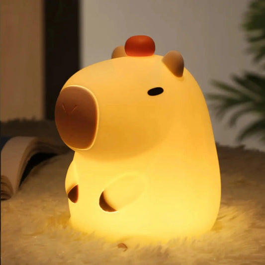 Cute Capybara Silicone LED Night Light | Dimmable Rechargeable Touch Lamp